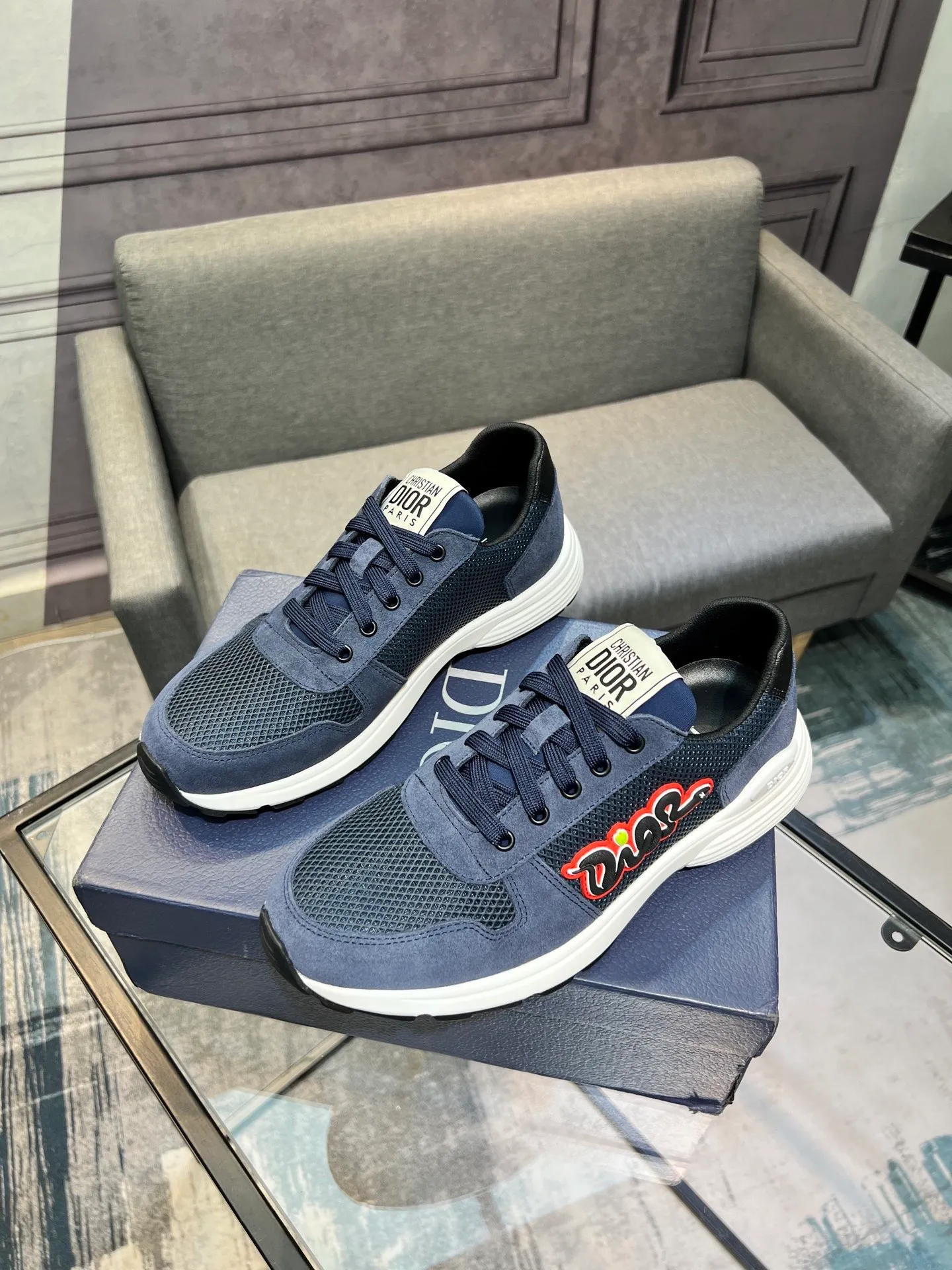 Men's shoes 💰420 [Dior] popular men's shoes, imported mesh splicing material, really inside. Original sole provided by the original factory, 38-45 (45 customized, non-refundable)